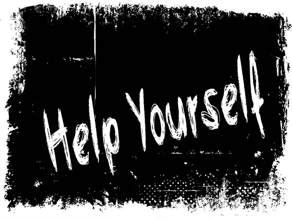 HELP YOURSELF on black grunge background. — Stock Photo, Image