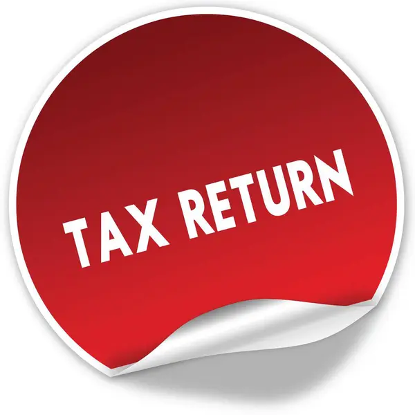 Φορολογική δήλωση κείμενο σε ρεαλιστική κόκκινο αυτοκόλλητο, σε άσπρο φόντο. — Φωτογραφία Αρχείου