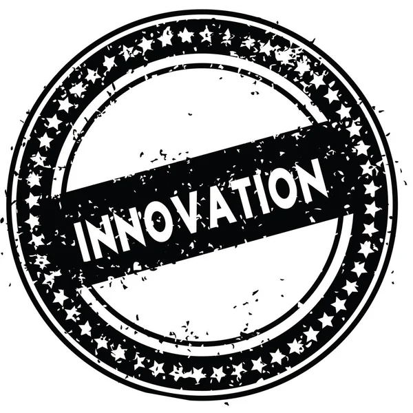 Black Innovation Distressed Rubber Stempel mit Grunge-Textur. — Stockfoto