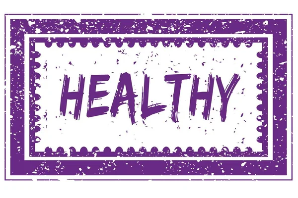 HEALTHY in magenta grunge square frame stamp — Stock Photo, Image