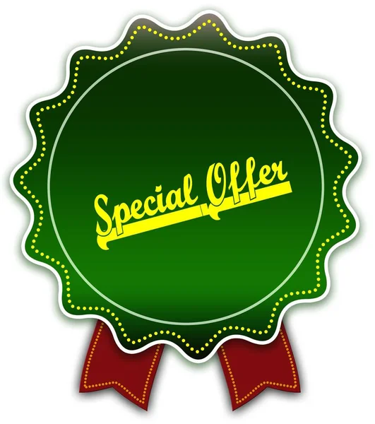 SPECIAL OFFER round green ribbon. — Stock Photo, Image