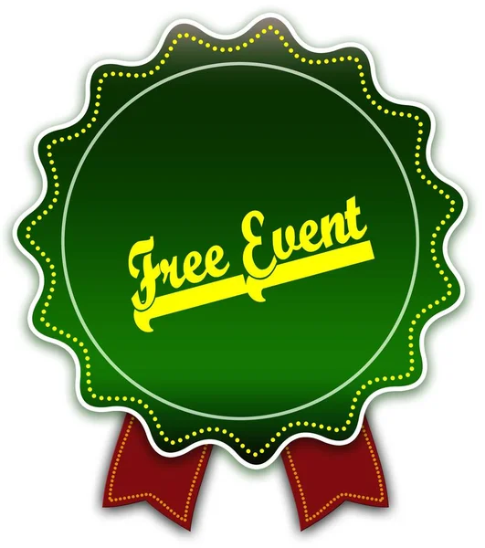 FREE EVENT round green ribbon.