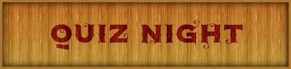 Vintage font text QUIZ NIGHT on square wood panel background.