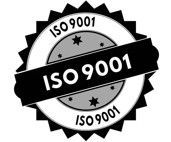 Svart Rund stämpel med Iso 9001 text. — Stockfoto
