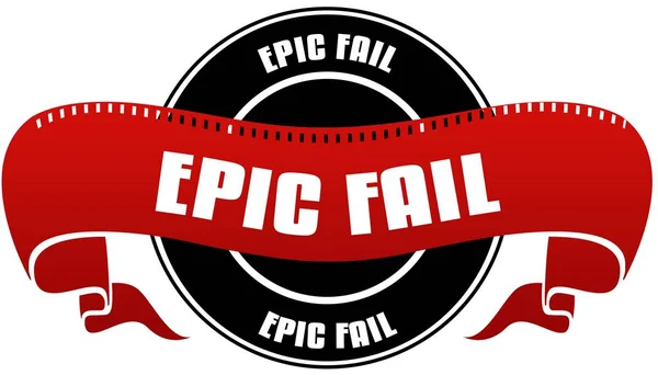 Zwarte en rode Epic Fail badge en lint. — Stockfoto