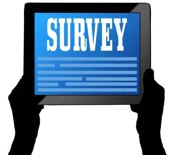 SURVEY on tablet screen, held by two hands. — Stock Photo, Image