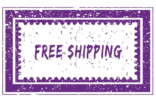 FREE SHIPPING in magenta grunge square frame stamp — Stock Photo, Image