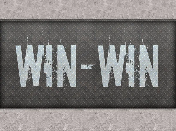 WIN WIN painted on metal panel wall. — Stock Photo, Image
