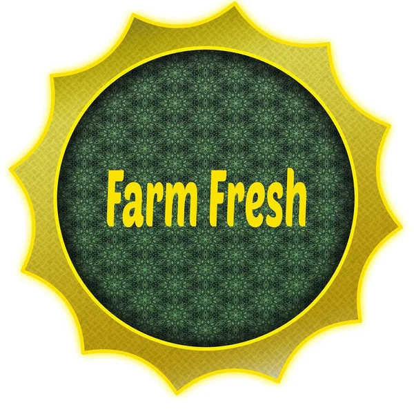 Gouden badge met boerderij verse tekst. — Stockfoto