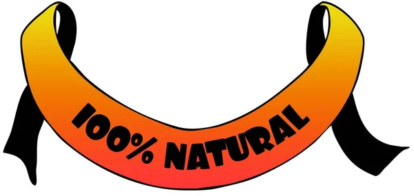 Narancssárga szalag with100 százalékos természetes szöveg. — Stock Fotó