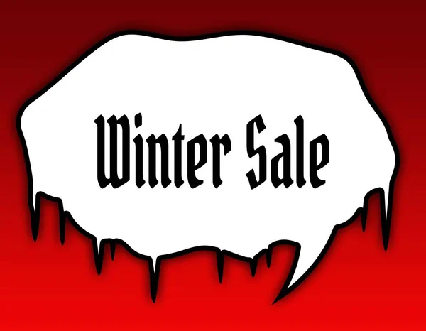 Жахлива мовна бульбашка з текстовим повідомленням WINTER SALE. Червоний фон . — стокове фото