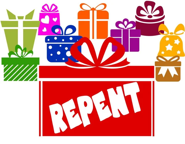 Cajas de regalo con texto REPENT . — Foto de Stock