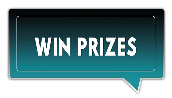 WIN PRIZES on turquoise to black gradient square speech bubble. — Stock Photo, Image