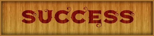 Vintage font text SUCCESS on square wood panel background.