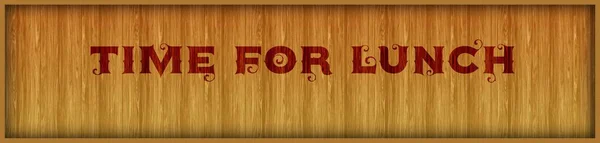 Vintage font text TIME FOR LUNCH on square wood panel background