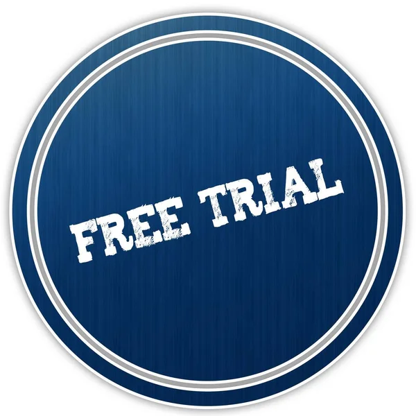 FREE TRIAL distressed text on blue round badge. — Stock Photo, Image