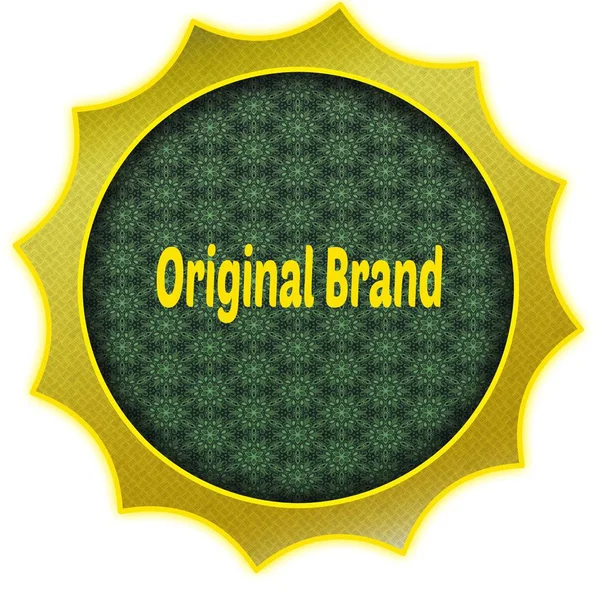 Badge dorato con testo originale di marca . — Foto Stock