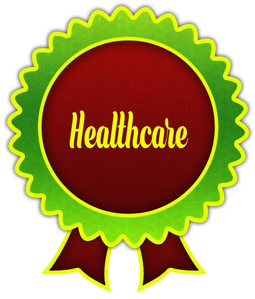 HEALTHCARE on red and green round ribbon badge. — Stock Photo, Image