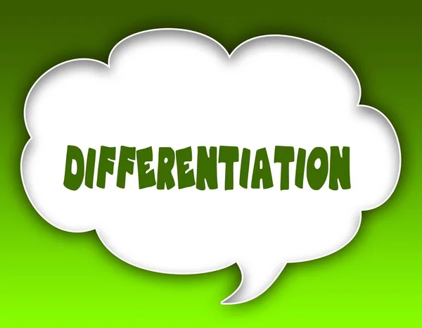 DIFFERENTIATION message on speech cloud graphic. Green background.