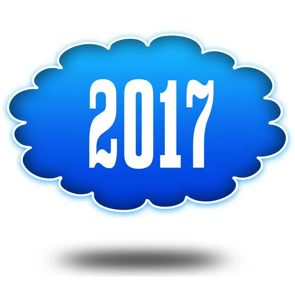 2017 text message on hovering blue cloud. — Stock Photo, Image