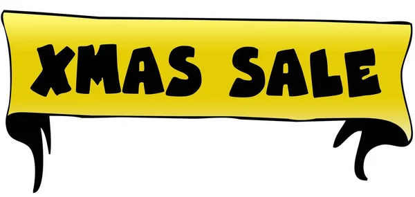 XMAS SALE на жовтій стрічці ілюстрації — стокове фото