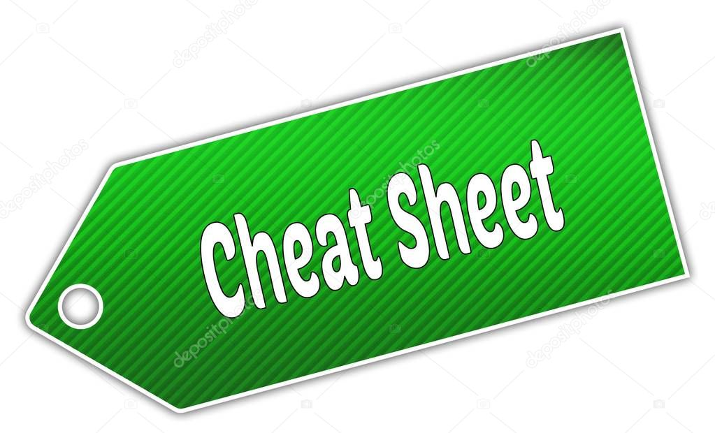 Striped green CHEAT SHEET label. Illustration graphic design concept image
