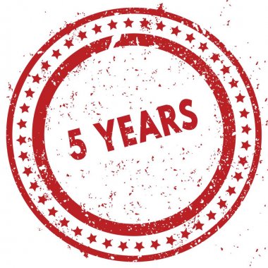 Kırmızı 5 yıl sıkıntılı lastik damgası doku ile