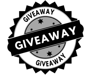 Giveaway metin ile siyah yuvarlak damga.