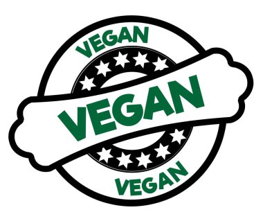 Siyah ve yeşil Vegan damgası.