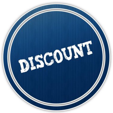 Mavi yuvarlak rozet sıkıntılı metin indirim.