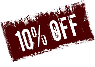 Kırmızı retro sıkıntılı arka plan üzerinde yüzde 10 indirim.