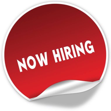 Şimdi metin gerçekçi kırmızı etiket beyaz arka plan üzerinde Kiralama.