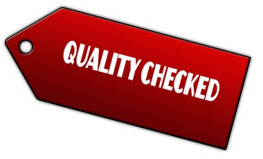 Kırmızı kalite kontrol etiketi.