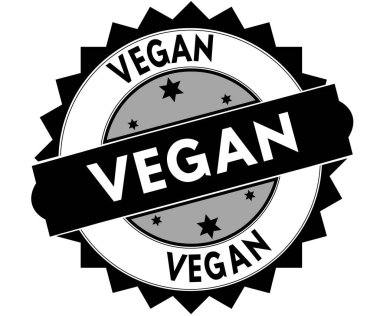 Vegan metin ile siyah yuvarlak damga.