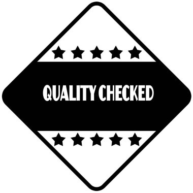 Siyah elmas üzerinde Kalite işaretli etiket etiket şeklinde.