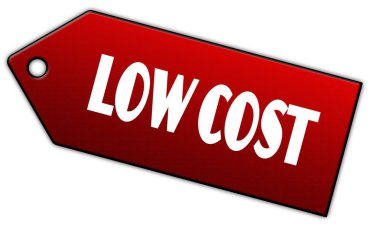 Kırmızı alçak fiyat etiketi.