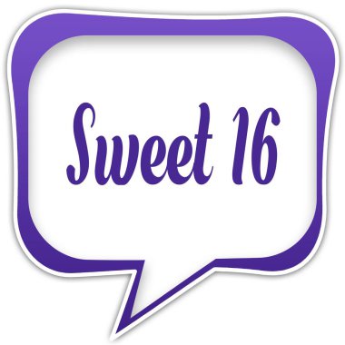 Sweet 16 kısa mesaj ile Menekşe kare konuşma balonu