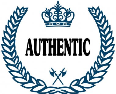 Mavi defne mühür ile otantik metin.