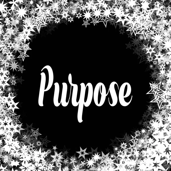 PURPOSE on black background with different white stars frame. — Stock Photo, Image