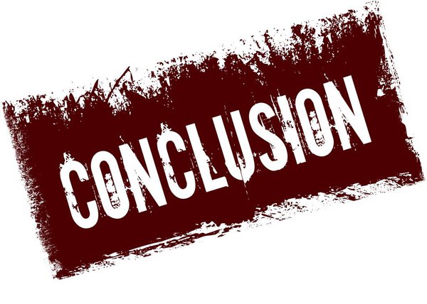 CONCLUSION on red retro distressed background.
