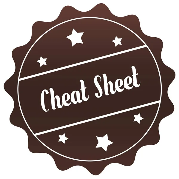 Brown CHEAT SHEET stamp on white background.
