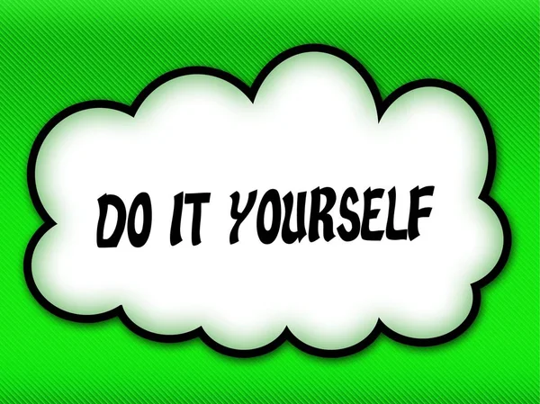Parlak yeşil ba Do It Yourself yazma ile çizgi roman tarzı bulut — Stok fotoğraf