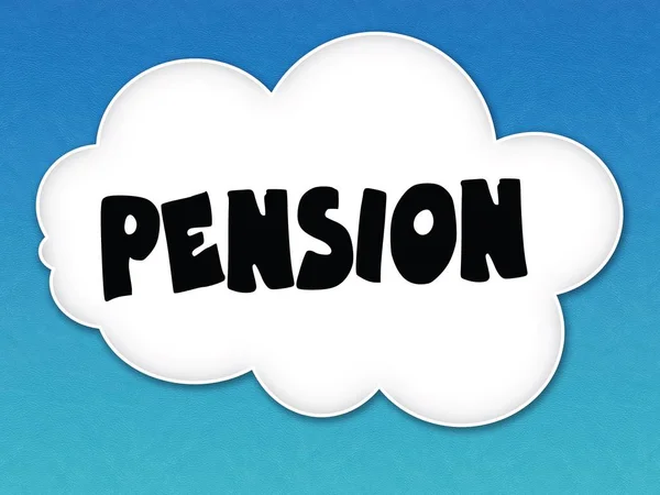 White cloud with PENSION message on blue sky background. — Stock Photo, Image