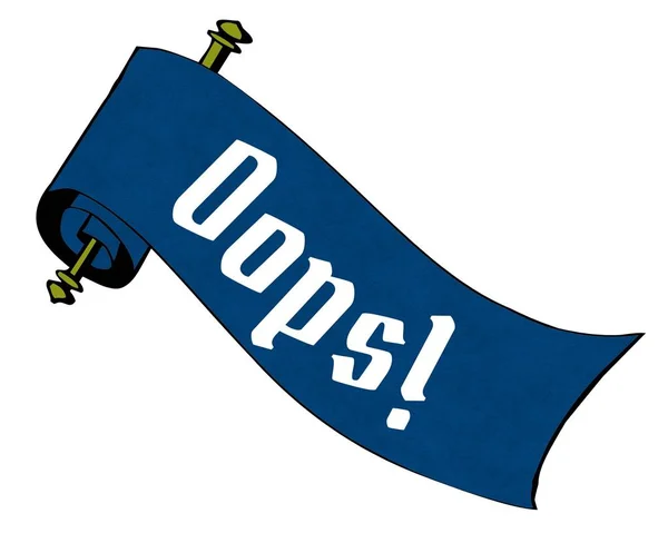 OOPS em desenhos animados de rolo de papel azul . — Fotografia de Stock