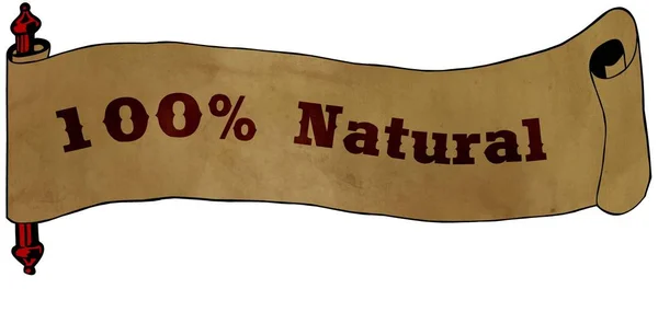 100 procent natuurlijke tekst op oude scroll papier tekenen van illustratie — Stockfoto