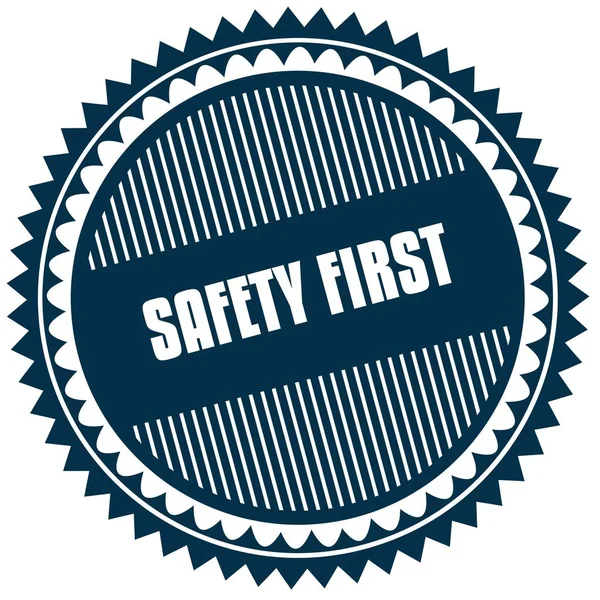 Ronde Safety First blauwe sticker. — Stockfoto