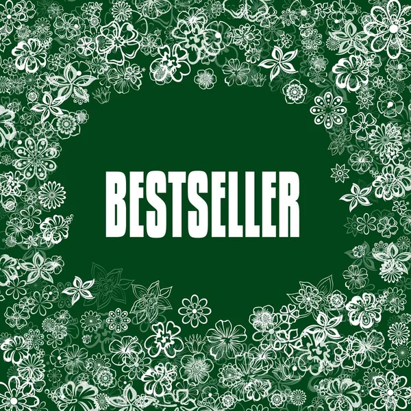 Bestseller na zielony sztandar z kwiatami. — Zdjęcie stockowe