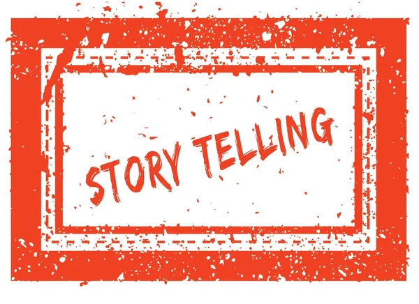 Geschichtenerzählen auf orangefarbenem Quadratrahmen mit Grunge-Textur — Stockfoto