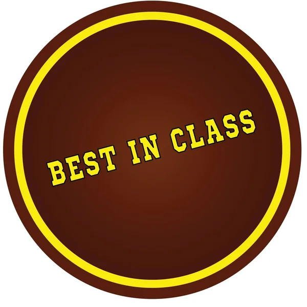Kerek, barna és sárga, Best In Class bélyegző fehér háttér — Stock Fotó
