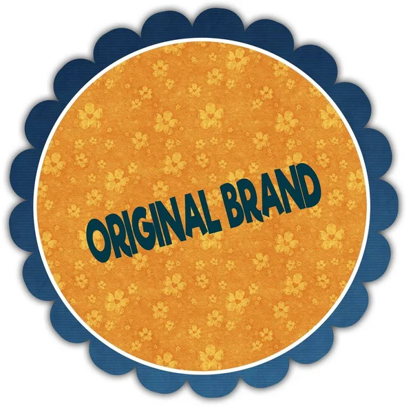 ORIGINAL BRAND text on flower label. — Stock Photo, Image